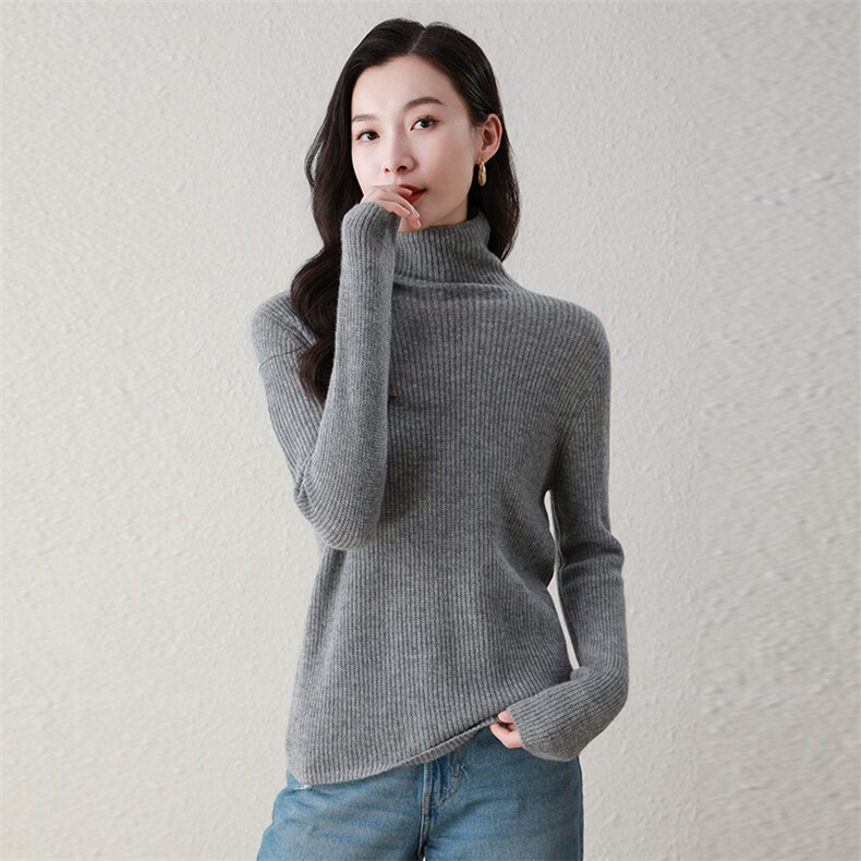 高领羊绒衫100%纯山羊绒打底衫修身显瘦秋冬新款内搭,女装羊绒衫,阿舍尔精品