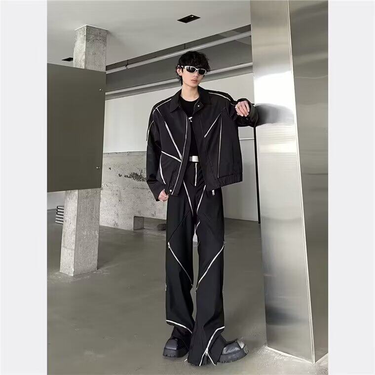 美式拼接廓形夹克外套男春秋季宽松休闲百搭上衣,男装夹克,星座716-4