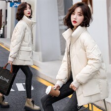 2024年冬季新款短款亮面90绒羽绒服插肩袖长袖简约厚外套，女装羽绒服，沫晗依美