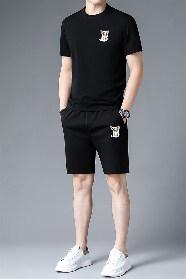 C231117钱塘2020-2夏季新款男士休闲运动套装时尚潮流两件套P116,男装休闲套装,钱塘207-2