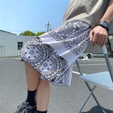 印花短裤宽松夏季男士5分冰丝沙滩宽松休闲裤A125-6610-P25，男装牛仔裤，电商A125