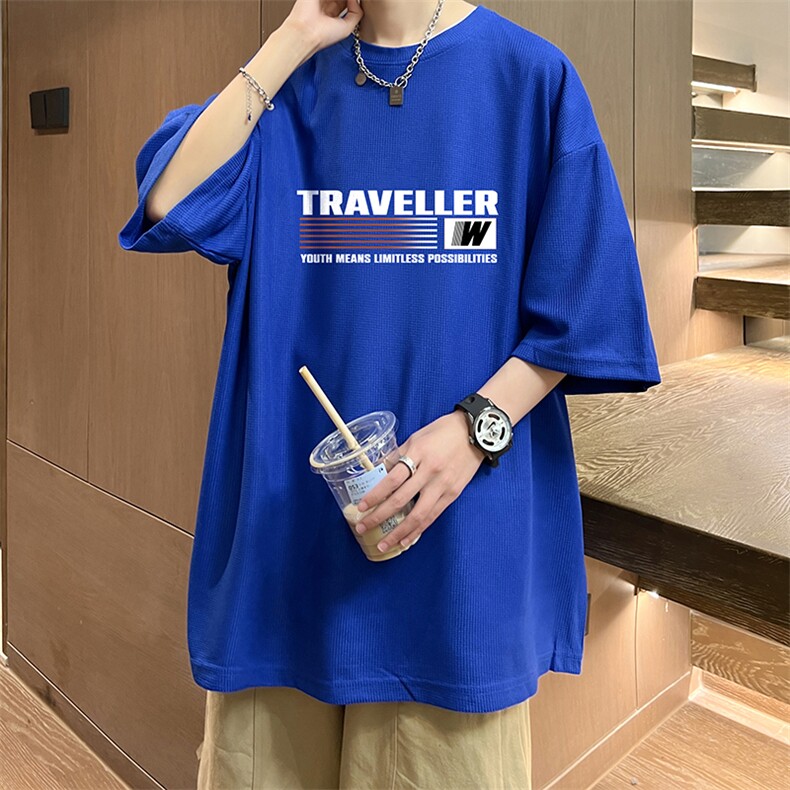 华夫格t恤男短袖男大码五分袖酒店风HT73359-P22,男装T恤,电商A040