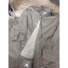 男士春夏款休闲宽松百搭黑白条纹衬衫402-2-CS36-P35控58大货足，男装衬衫，星座402-2