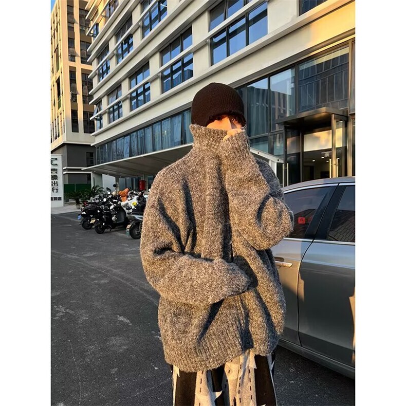 现货慵懒风毛衣秋冬加厚针织衫保暖复古开衫男女外套LQ877-P53,男装针织衫/毛衣,星座1008