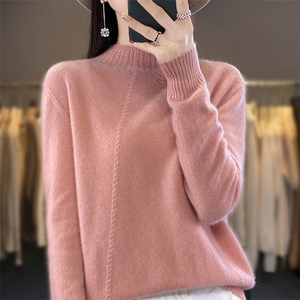半高领毛衣女秋冬新款时尚纯色简约百搭羊毛针织衫图片