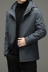 新款2023冬季中年男白鸭绒连帽羽绒服爸爸装纯色外套YL21620-270，男装羽绒服，电商B212（原钱塘6029）