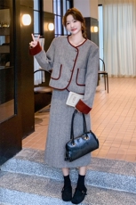 气质高级感穿搭独特漂亮小香风套装女春秋2025超火好看长裙两件套，女装套装/套裙，2C317