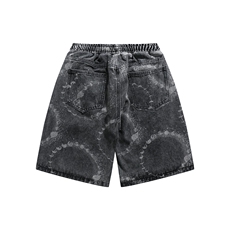 白底23夏季新款潮流泼墨设计牛仔短裤百搭休闲五分裤A21P45控68，男装牛仔裤，电商A247-1