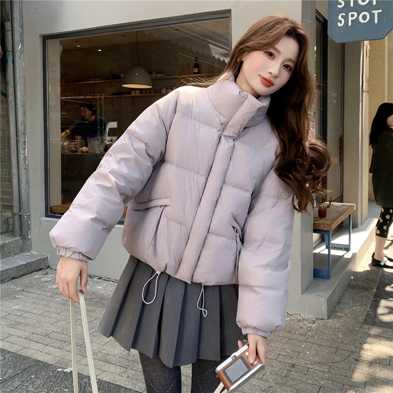 现货新款独特超好看短款羽绒服女款冬季立领面包服小个子羽绒外套,女装羽绒服,韩然一族