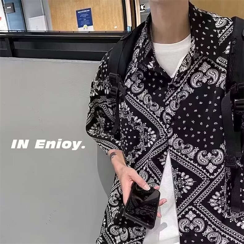 花衬衫男短袖夏季薄款卡通睡衣宽松夏威夷衬衣外套休闲上衣潮,男装衬衫,星座1210-1