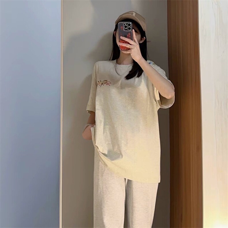 万针全刺绣工艺抖音得物高品质260克重磅纯棉双纱美式高街短袖T恤,男装T恤,电商A486-1