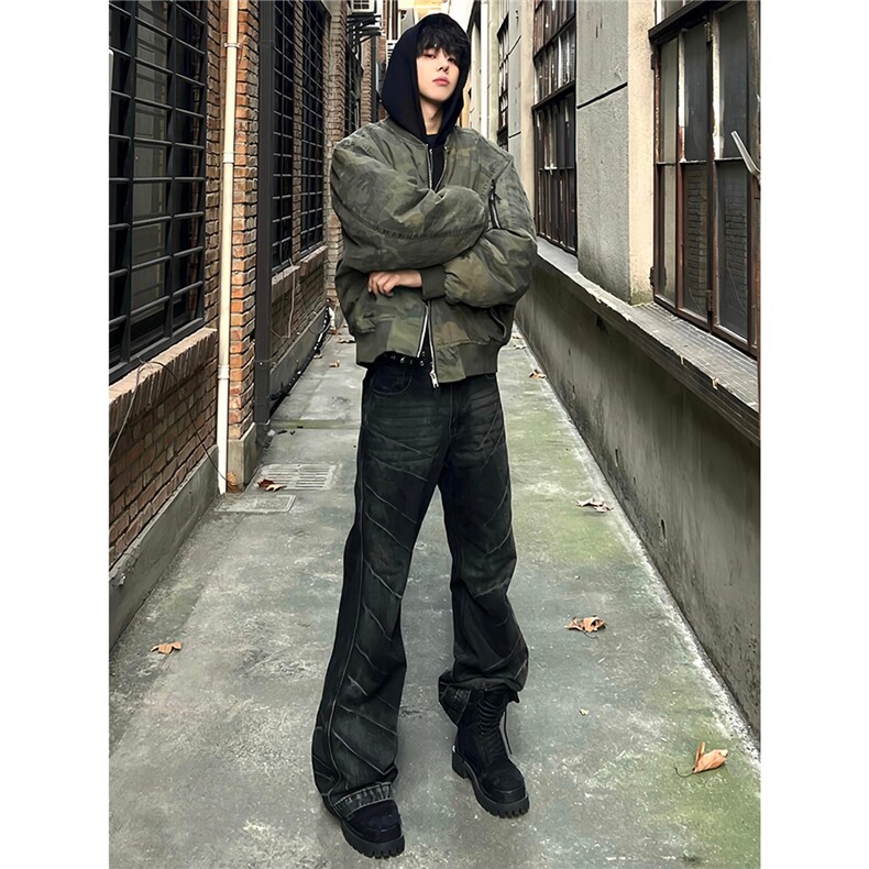 美式迷彩棉服男款冬季夹克连帽假两件棒球服外套MF04-P108,男装夹克,星座208-5