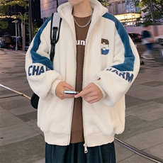 冬装加绒加厚宽松棉衣毛巾绣羊羔绒连帽外套男女919-P110控价158，男装棉衣，电商A441-1