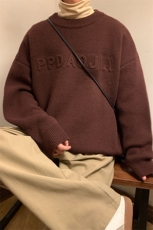 秋冬美拉德字母钢印圆领毛衣男休闲大码ins套头毛线衫MY106-P45，男装针织衫/毛衣，电商A001-1