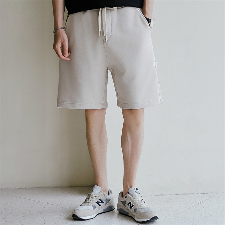重磅短裤男夏季休闲五分裤韩版宽松运动纯棉针织5分裤子24D10-P80图片