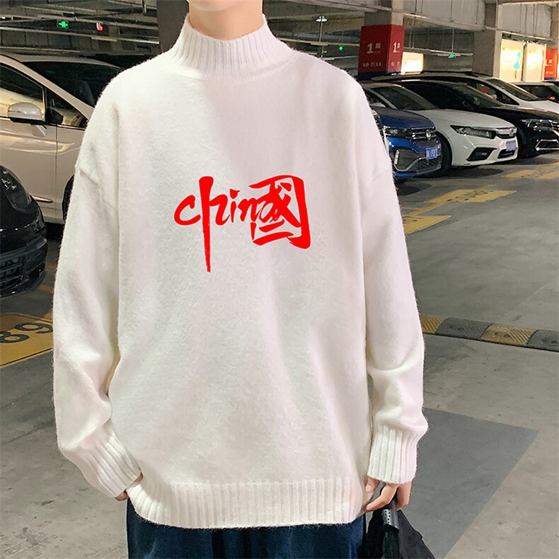 M18199-P45加绒款-P65半高领毛衣男士大码针织衫男毛线衣男，男装针织衫/毛衣，电商A040