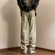 黄泥色拉链高街牛仔裤2501-1-NZ938-P5085棉15涤纶，男装牛仔裤，星座501-1