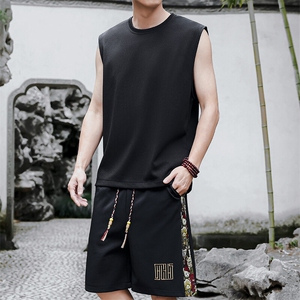 刺绣休闲运动套装男背心五分短裤两件套潮流夏季A266-TZ3307-P43图片