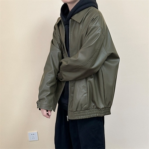 现货主推高质量皮衣外套男宽松皮夹克机车服 A026 P95 加绒P105图片