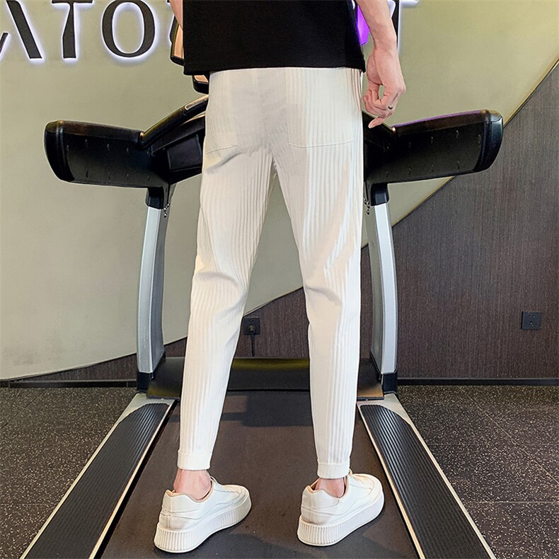 秋季新款修身小脚休闲裤提花抽绳长裤社会小伙潮901k300p48,男装休闲裤,星座901