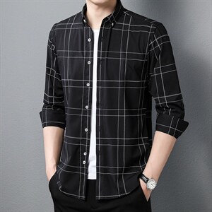 长袖衬衫男中年商务休闲春秋季新款男士工装衬衣男2023年新款图片