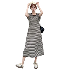法式慵懒风连衣裙女气质2025夏季新款时尚宽松拼接高腰无袖长裙，女装连衣裙，红龙果