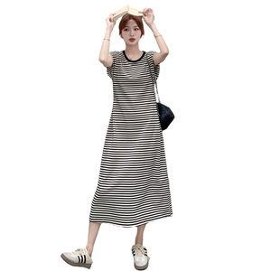 法式慵懒风连衣裙女气质2025夏季新款时尚宽松拼接高腰无袖长裙图片