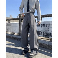 春秋美式高街休闲裤男女垂感阔腿西裤长裤纯色西装裤宽松直筒裤子，男装西服套装，电商A443