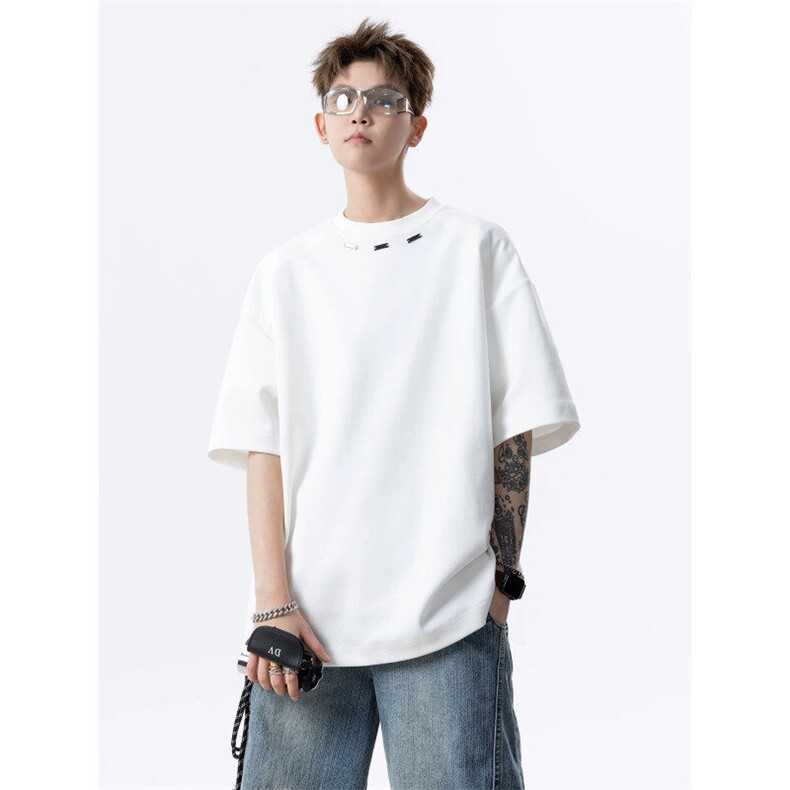 706-T6302-P35260克重磅特P现货夏季痞帅设计感钢标短袖T恤男，男装T恤，星座706