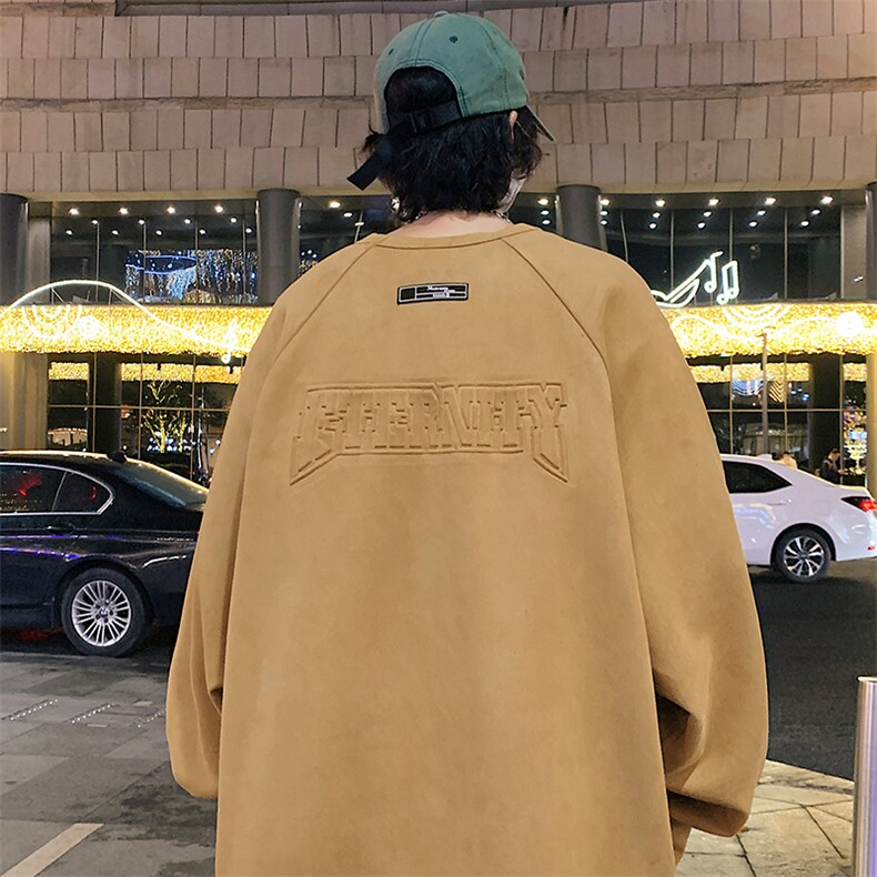 新款男百搭设计感麂皮绒面料圆领港风卫衣VE2021-P50控88,男装卫衣,星座717