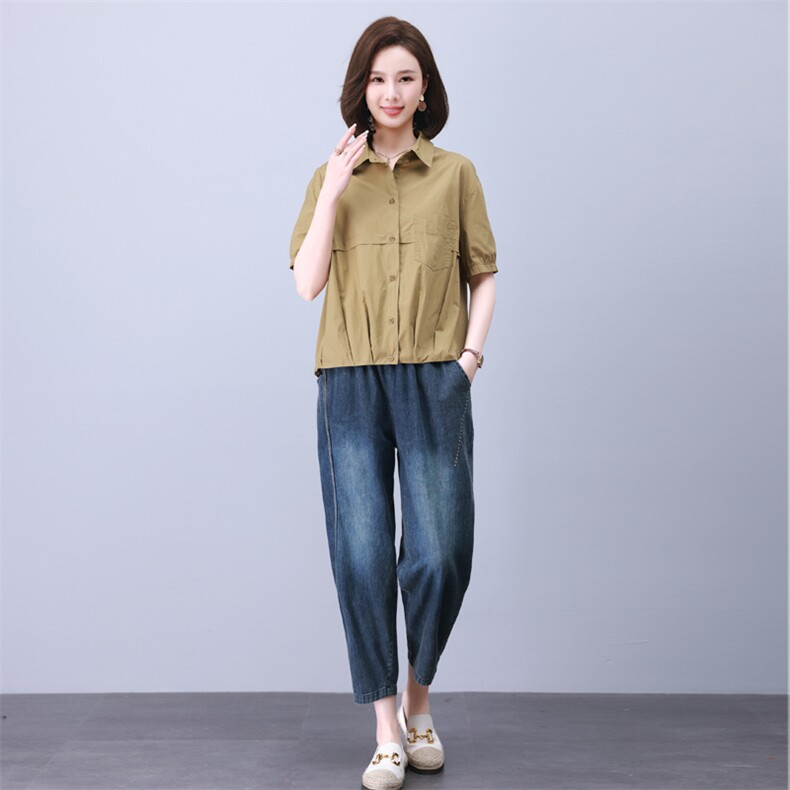 时尚宽松水洗牛仔套装女夏季新款休闲显瘦两件套气质百搭潮流图片