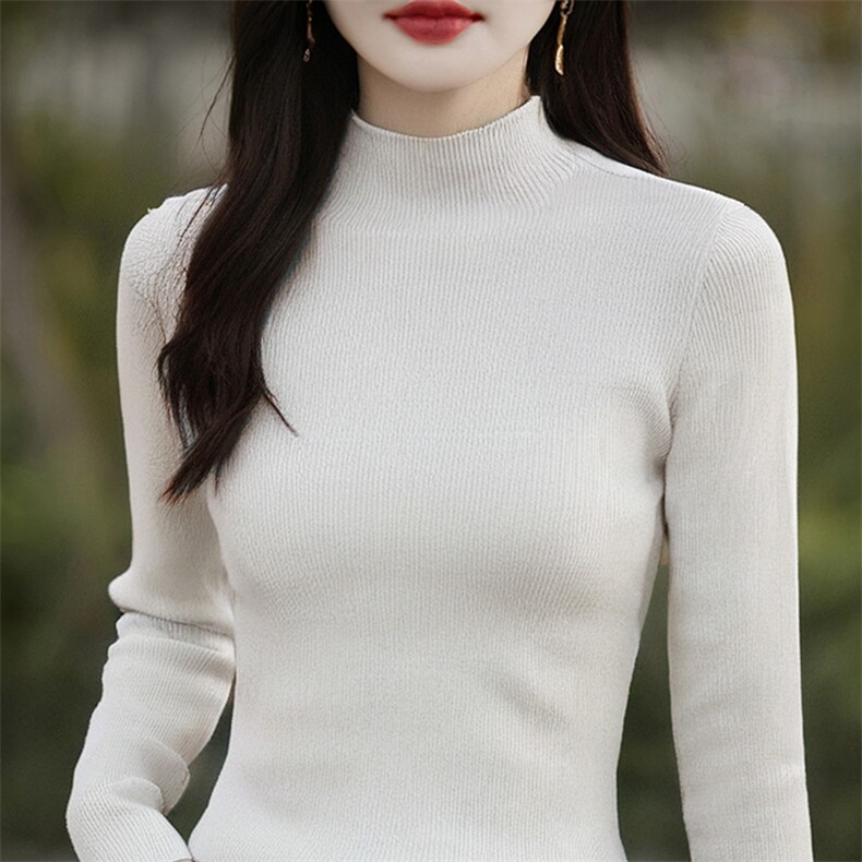 半高领打底衫女2024新款内搭显瘦百搭纯色针织衫,针织衫/毛衣,斯美雅电商供货
