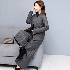 2021秋冬休闲棉衣套装阔腿裤两件套，女装棉衣/棉服，悠米