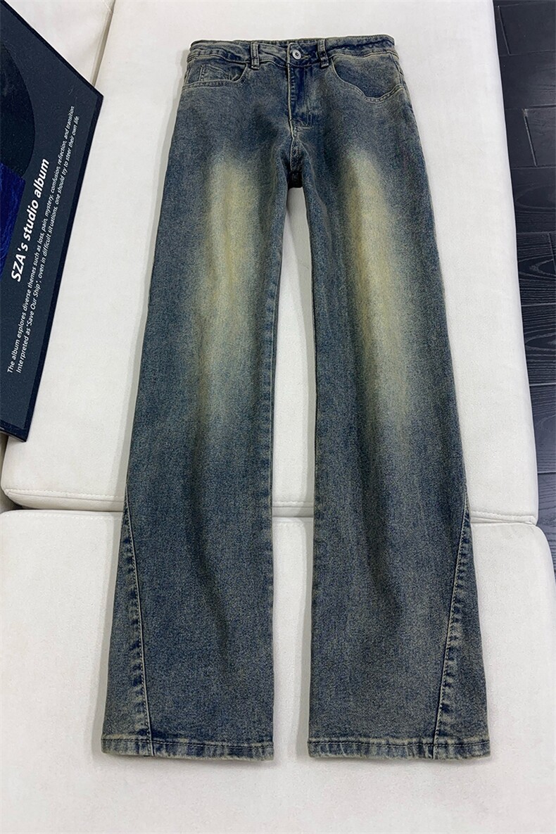 B221美式ins高街纯色修身微喇弹力牛仔裤LK26654-特P38控68,男装牛仔裤,电商B221