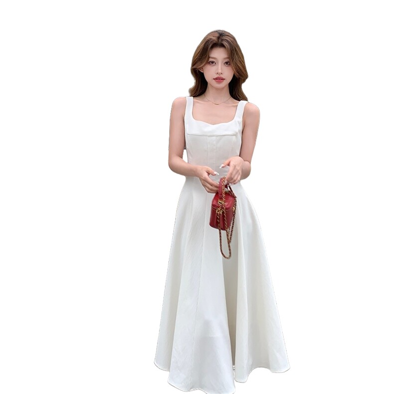 法式白色绝美显瘦连衣裙女2025夏季新款气质超好看海边度假风长裙,女装连衣裙,2C375