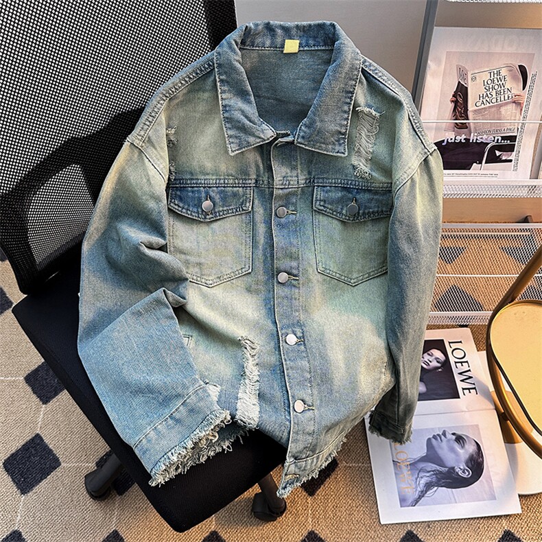牛仔外套秋新款痞帅宽松做旧夹克上衣设计感小众潮牌JK08926-P73，男装工装外套，星座308B-2
