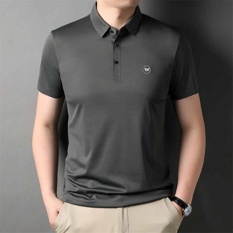 商务休闲男士短袖t恤夏季新品保罗polo衫中年刺绣内搭男翻领体恤图片