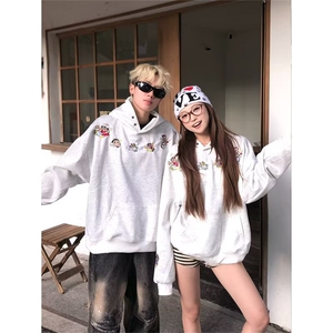 现货可爱卡通趣味蜡笔小新连帽卫衣男女装加绒韩系慵懒风保暖外套图片