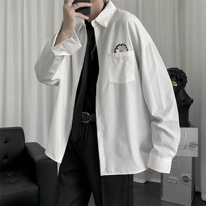 学院风小雏菊刺绣制服男士百搭禁欲系衬衫慵懒风宽松 W1181-P28图片