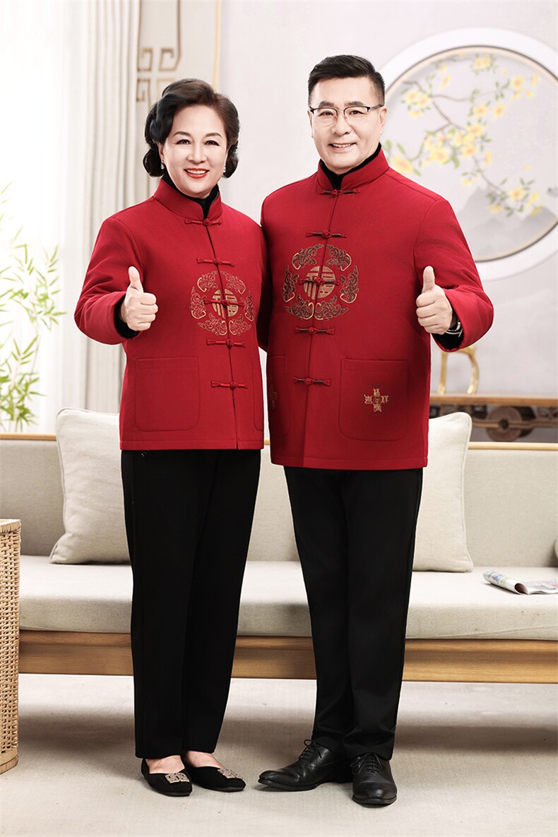 2025新款90绒中老年情侣装羽绒服唐装外套男女可脱卸羽绒内胆唐装,男装羽绒服,钱塘723