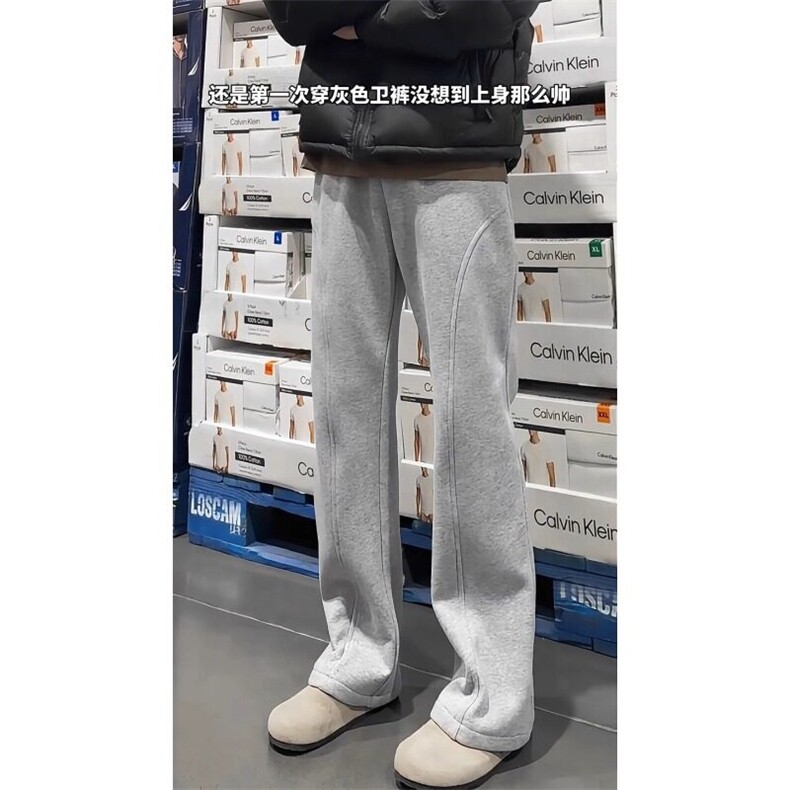 W9485-P45 网图现货 新款弯刀卫裤美式侧边拉链微喇直筒休闲长裤图片