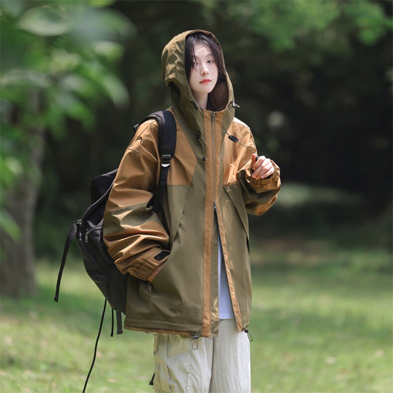 男士拼接防水防风连帽冲锋衣户外工装外套A406JK1207特P85,男装夹克,星座309（原A406）