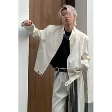 披荆斩棘棒球服夹克男春秋款白色短款立领外套男硬汉穿搭JW1039，男装夹克，星座1116A（原606A-3）
