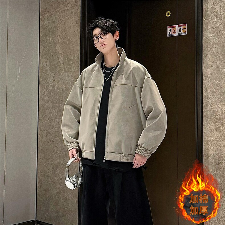 网图扎染pu立领皮加棉夹克情侣棉服外套男H2506-1加棉特P73,男装夹克,电商A341