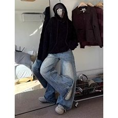 美式高街阔腿牛仔裤男女春秋新款高腰显瘦N1066-P55，男装牛仔裤，星座208-5
