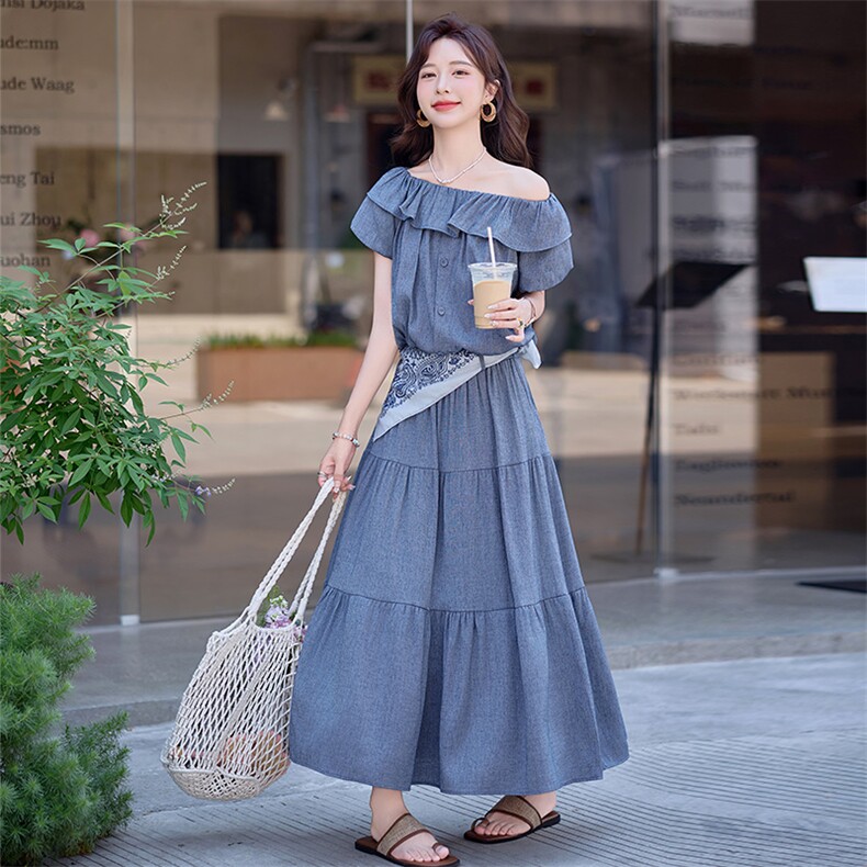 可退现现货可推送丝巾2025夏装新款气质套裙两件套女，女装套装/套裙，苗苗