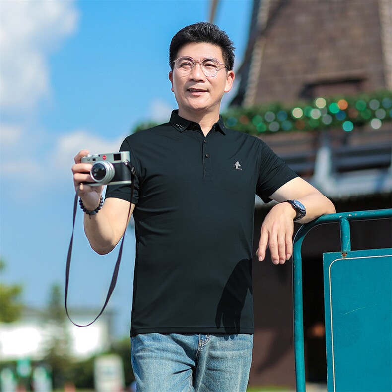 商务休闲男装夏季新款短袖T恤polo衫中年翻领薄款半袖体恤男上装,男装Polo衫,电商B212（原钱塘6029）