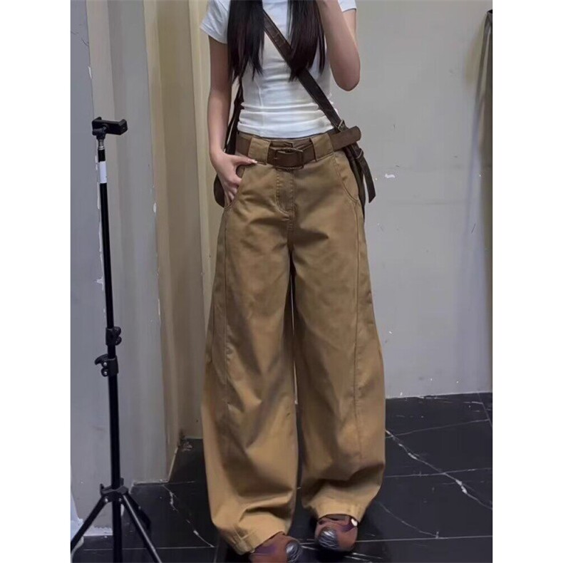 弯刀休闲裤男女韩版潮流卡其色阔腿裤2025夏季ins长裤K6222-P55,男装休闲裤,星座412-1