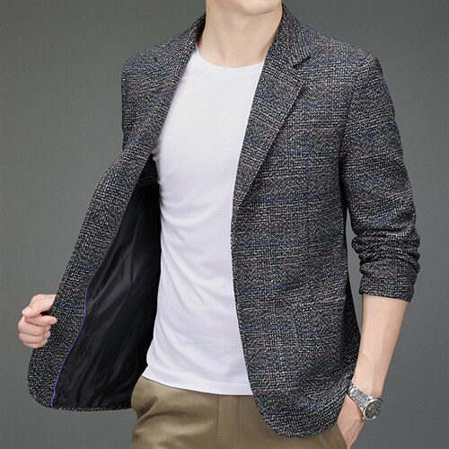 MJ2202男式2023年春季新款西装男西服外套修身商务休闲男P90图片