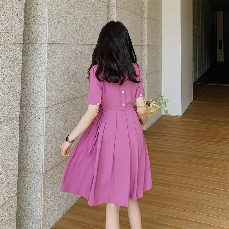 2021夏季新品背后雏菊纽扣设计连衣裙浙宝292A货号1901,女装连衣裙,时倾STUDIO